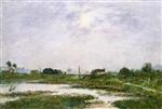 Eugene Boudin  - Bilder Gemälde - The Banks of the Toques during High Tides