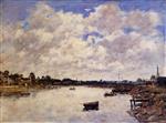 Eugene Boudin  - Bilder Gemälde - The Banks of the Touques-2