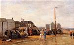 Eugene Boudin  - Bilder Gemälde - The Bathing Hour at Trouville