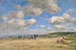 Eugene Boudin  - Bilder Gemälde - The Beach at Tourgeville-les-Sablons