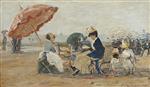 Eugene Boudin  - Bilder Gemälde - The Beach at Trouville