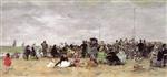 Eugene Boudin  - Bilder Gemälde - The Beach at Trouville