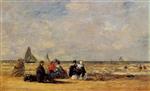 Eugene Boudin  - Bilder Gemälde - The Beach at Trouville