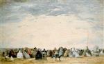 Eugene Boudin  - Bilder Gemälde - The Beach at Trouville-2