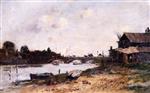 Eugene Boudin  - Bilder Gemälde - The Bridge over the Touques at Deauville