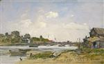 Eugene Boudin  - Bilder Gemälde - The Bridge over the Touques at Deauville