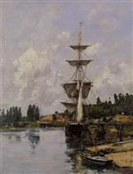 Eugene Boudin  - Bilder Gemälde - The Canal at Saint-Valery-sur-Somme