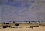 Eugene Boudin  - Bilder Gemälde - The Coastline at Berck at Low Tide