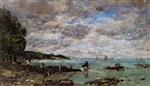 Eugene Boudin  - Bilder Gemälde - The Coastline at Plougastel