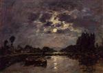 Eugene Boudin  - Bilder Gemälde - The Effect of Moonlight 