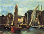 Eugene Boudin  - Bilder Gemälde - The Entrance to the Port of Honfleur