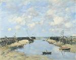 Eugene Boudin  - Bilder Gemälde - The Entrance to Trouville Harbour