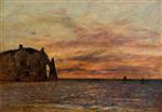 Eugene Boudin  - Bilder Gemälde - The Falaise d'Aval at Sunset