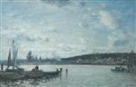 Eugene Boudin  - Bilder Gemälde - The Ferry at Deauville, France