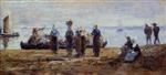 Eugene Boudin  - Bilder Gemälde - The Ferry at Plougastel