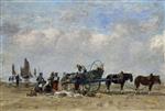 Eugene Boudin  - Bilder Gemälde - The Fish Cart, Berck