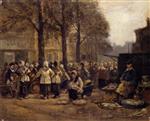 Eugene Boudin  - Bilder Gemälde - The Fish Market, Rotterdam