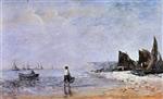 Eugene Boudin  - Bilder Gemälde - The Fisherman, Low Tide