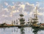 Eugene Boudin  - Bilder Gemälde - The Harbor at Deauville