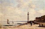 Eugene Boudin  - Bilder Gemälde - The Honfleur Lighthouse-2
