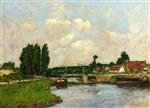 Eugene Boudin  - Bilder Gemälde - The Lock at Saint-Valery-sur-Somme