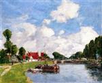 Eugene Boudin  - Bilder Gemälde - The Lock at Saint-Valery-sur-Somme