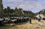 Eugene Boudin  - Bilder Gemälde - The Market at Landerneau