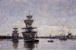 Eugene Boudin  - Bilder Gemälde - The Port of Bordeaux