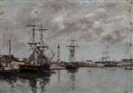 Eugene Boudin  - Bilder Gemälde - The Port of Deauville-2