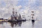 Eugene Boudin  - Bilder Gemälde - The Port of Deauville-3