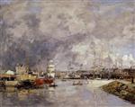 Eugene Boudin  - Bilder Gemälde - The Port of Dieppe