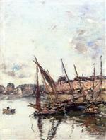 Eugene Boudin  - Bilder Gemälde - The Port of Trouville, Low Tide