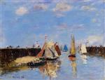 Eugene Boudin  - Bilder Gemälde - The Port of Trouville-4