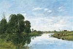 Eugene Boudin  - Bilder Gemälde - The River Touques at Saint-Arnoult