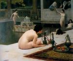 Jean Leon Gerome  - Peintures - Fumeuse de pipe au bain