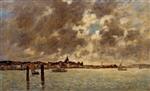 Eugene Boudin  - Bilder Gemälde - The Seine at Quillebeuf-2