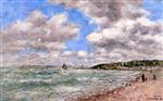 Eugene Boudin  - Bilder Gemälde - The Shore at Deauville