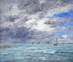 Eugene Boudin  - Bilder Gemälde - The Shore at Deauville
