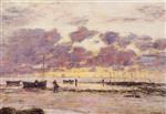 Eugene Boudin  - Bilder Gemälde - The Shores of Sainte Adresse at Twilight