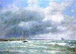 Eugene Boudin  - Bilder Gemälde - The Stranded Boat