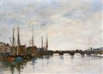 Eugene Boudin  - Bilder Gemälde - The Toques, The Deauville Bridge, Morning