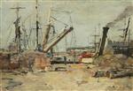 Eugene Boudin  - Bilder Gemälde - The Trawlers