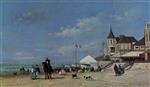 Eugene Boudin  - Bilder Gemälde - The Trouville Beach