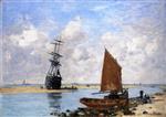 Eugene Boudin  - Bilder Gemälde - The Trouville Chanel, Low Tide