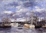 Eugene Boudin  - Bilder Gemälde - The Vauban Basin at Havre