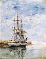 Eugene Boudin  - Bilder Gemälde - Three Masted Ship at Anchor