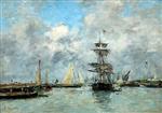 Eugene Boudin  - Bilder Gemälde - Trouville Harbour