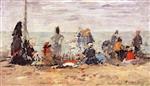 Eugene Boudin  - Bilder Gemälde - Trouville, Beach Scene