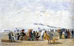 Eugene Boudin  - Bilder Gemälde - Trouville, Beach Scene