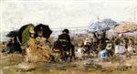 Eugene Boudin  - Bilder Gemälde - Trouville, Beach Scene-2